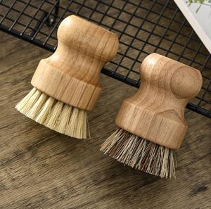 Bamboo Kitchen Cleaning Brush Natural Dishes Pots Pans Sink Washing Brush Eco-friendly Clean Scrubber for Washing Dish Cast Iron Pan Pot