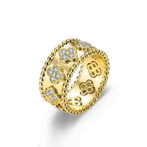 Bandringar fyra bladklöver cleef ring kaleidoscope designer ringar för kvinnor 18k guld silver diamant nagel ring lyxringar valentin party designer smycken
