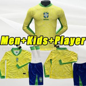 Men+Kids Long sleeve bRAZILIS soccer jerseys 2024 PAQUETA COUTINHO football FIRMINO brasil 24 25 NEYMAR JR VINI SILVA DANI ALVES PELE home away fans player