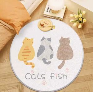 Carpets Cartoon circular carpet imitation cashmere thickened bedroom ins windbreaker hat room dressing table floor mat living sofa H240517