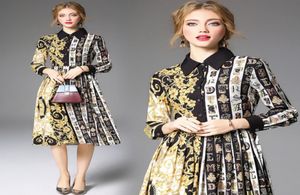 패션 파티 드레스 가을 겨울 패션 빈티지 유럽 인쇄 유럽 인쇄 긴 소매 셔츠 여성을위한 긴 소매 셔츠 드레스 20188870