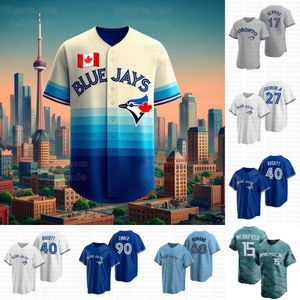 Jays 2024 City Connect Jersey 4 George Springer Mavi Beyzbol 27 Vladimir Guerrero Jr 15 Whit Merrifield Kevin Gausman Bo Bichette Daulton Varsho Alejandro