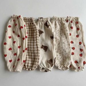 Trousers Organic cotton baby pants for newborns spring and summer cute printed soft plain clothing Pantalons Capris d240517