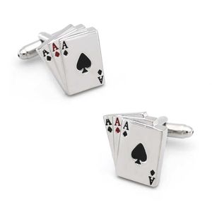 Cuff Links Casino Series Poker Cufflinks Mens High Quality Copper Playing Card 3 Ace Cufflinks Free Shipping