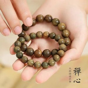 Strand Green Sandalwood Buddha perline per perle a mano Ragazze semplici Bracciale in legno Coppia Agarwood Men National Style