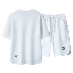 Mens Korean Fashion Two Piece Set Summer Short Hleeved Tshirt and Shorts Loose Sets Men Designer Clothes Tracksuits 240529