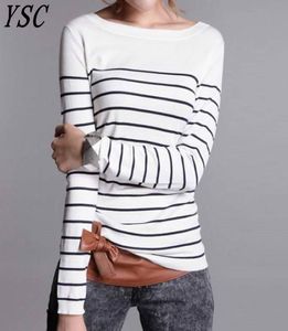 Yunshucloset Women039s tröjor Sticked Cashmere Wool Sweater Stripe S Woman Winter Clothover 3162872