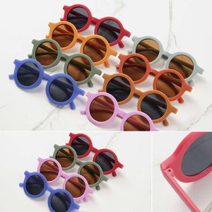 Baby matte children's sunglasses trendy round frame retro mocha colored glasses UV400 anti purple line L2405