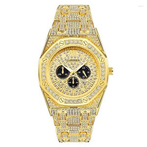 Wristwatches Original CURDDEN Big Brand Golden Watches For Men Fashion Alloy Band Hip Hop Diamond Date Quartz Watch Montres De Marque Luxe