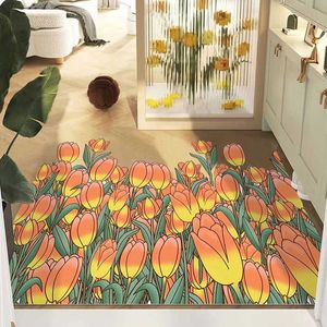 Carpets Floor mat oil painting entrance door wash free leather can be cut for home use carpet doorstep H240517