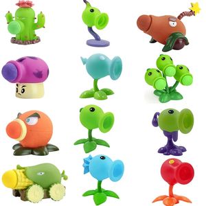 1PCS Plants vs Zombies Peashooter Gatling Pee Shooter PVC Zombie Ação Figura Modelo de brinquedo Dolls disparando crianças presentes 240506