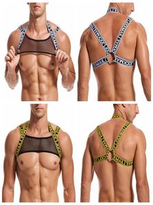 Men Body Chest Harness Halter Neck Elastic with Metal Ring Shoulder Straps Clubwear Costume Gay Fetish Bondage Lingerie Harness1290356