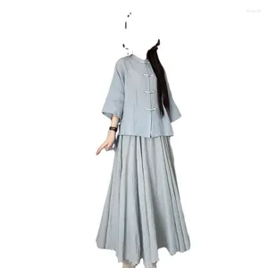Kvinnors polos kinesisk stil tang kostym två-stycken kjol zen förbättrade hanfu