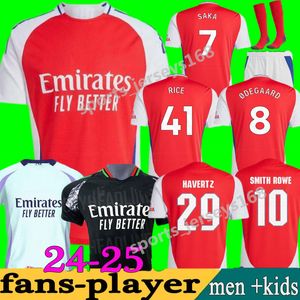 Arsen Smith Rowe Rice Soccer Jerseys 23 24 25 Fans Player Version Havertz G. Jesus Saka Odegaard Martinelli Saliba 2024 2025 Football Shirt Men Kids Kids Uniform 3xl 4xl