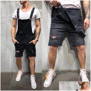 Mens Jeans Ripped Denim Pants Men Jean Jumpsuit Overalls Suspenders Bib Dungarees Streetwear est Europe America Style Drop Delivery Dhzcr