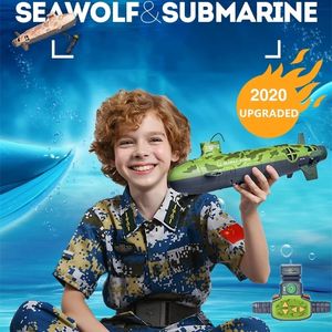 Multifunktionell undervattens simulerar RC Submarine Model 6ch Waterproof Auto Cooling Battle Electric Remote Control Submarine Boat 240516