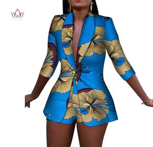 Abito da donna nuovo e pantaloni corti set Bazin Riche African African African Stampa di cotone 2 pezzi Set Women African Clothing WY34928442776