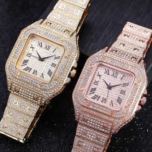 Wristwatches Square All Star Steel Band Diamond Set Roman Proportional Fashion Quartz Womens WatchL2304