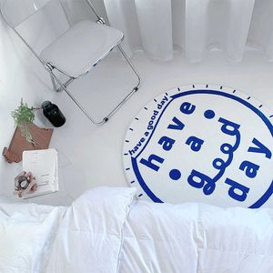 Carpets Minimalist style Klein blue checkered circular carpet living room coffee table bedroom bedside blanket household chessboard floor mat H240517