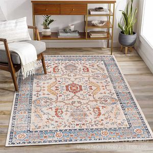 Carpets American Persian Carpet with Washed Bottom and Imitation Cashmere Thickened Bohemian Living Room Floor Mat H240517