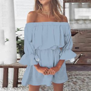 Casual Dresses Summer Women 2024 Sexig Off Shoulder Ruffle Sleeve Tunic Mini Loose Beach Daily Vacation Sundresses