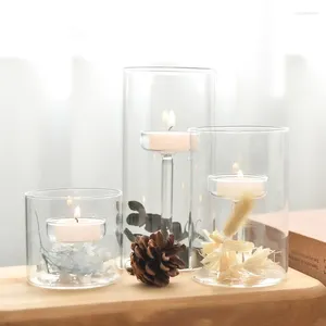 Candle Holders Outdoor Wedding Windproof Holder Transparent Glass Candlestick Modern Tealight Table Centerpiece Decoration