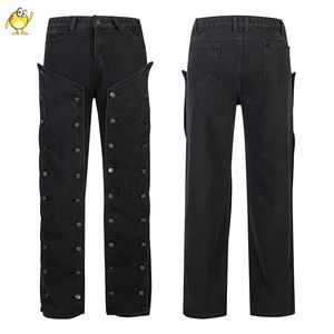 2024 New Patchwork Washed Black Jeans Pants 남자 여자 캐주얼 최고의 품질 바지