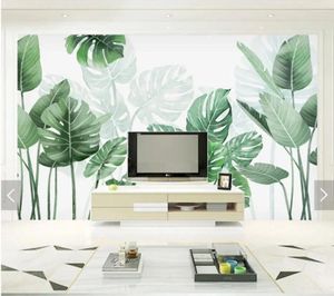 壁紙3Dトロピカルの葉の壁紙壁画の壁紙の寝室の家の壁の装飾カスタマイズペーパーロールの連絡先