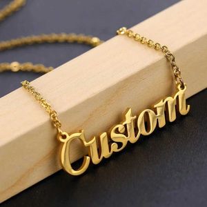Pendant Necklaces Customized name different font pendant stainless steel simple fresh necklace J240516