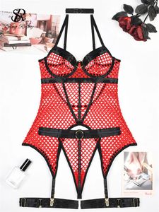 Singreiny Womens Mesh transparent farbenfrohe Unterwäsche Set Mode trägerloser Rücken Ultra dünner Form transparent sexy zweiteilige Set 240430