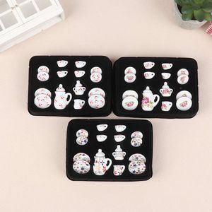 1? 1:12 Puppenhaus Miniatur Keramik Tee Set Cup Kessel Tablettmodell Tischgeschirr Küchenzubehör für Doll House Decor Toys