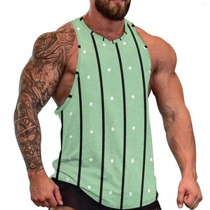 Men's Tank Tops Striped Polka Dot Top Men Green Pattern Streetwear Beach Gym Graphic Sleeveless Vests Plus Size