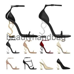 Ys yslheels yshaped scarpedesiger abito in pelle tacchi alti brevetto yslitywomen tono oro di lusso triplo nero nuede womens lady sandals fashion festy wedding uffice