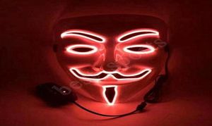 Whole 10 Color v for Vendetta Maski LED Glow Mask Mascara Luminosa Halloween Mask Party Masquerade Dance Dekorated Glow Mask3016408