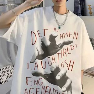 Men's T-Shirts Mens Cotton T-shirt Summer Oversized Short Slve T Breathable Casual Korean Version Strtwear Harajuku Top Y2k Goth Clothes Y240516