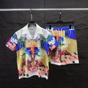 Mens klänningskjorta designer skjorta set hawaiian skjorta strandgudinna mönster is silkskjorta kort ärm två stycken set casual designer kort skjorta m-3xl yyg