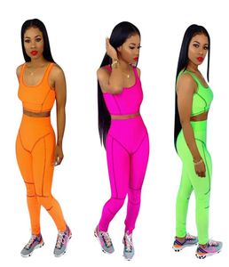 Kobiety Tank Top Leggingi 2 dwuczęściowy bez rękawów Utruj Top Sport Bra Bra Long Pants Ond Fits Summer Jogging Sportswear CLO7700719