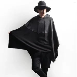 Rów męskiej płaszcza męskie z kapturem koreańskie płaszcz steampunk gotycka kurtka ubrania średniowieczne wiatry wełniane wełniane splicing długie płaszcz