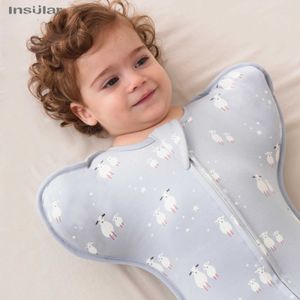 Schlafsäcke Neugeborene Baby Schlafsäcke erhöhte Hand Anti-Schock-Baumwoll-gedruckte Schlafsäcke Swaddle Decke Neugeborene Baby Gegenstände Baby Swaddle Y240517882o