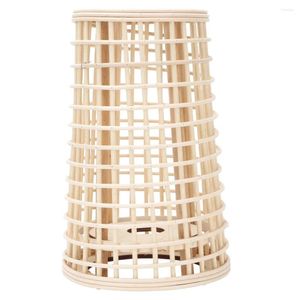 Ljushållare 1 st bambu vävd vindlykta kreativ lampskärm hem golvljus beige