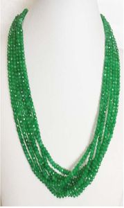 Hand knuten 2x4mm smerald röda rubiner halsband 45 cm mode smycken7346952