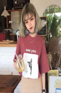 Tshirt da donna nuovo in stile estate harajuku carina gatto stampa corta manica corta o collo da donna con tea maglietta sciolta casual femme4924021