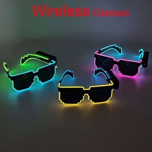 Wireless Neon Luminous LED Cyberpunk Sunglasses With Light Bar Bachelorette Props Glowing Glasses L2405