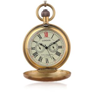 Pocket Watches Pocket Watches Vintage Retro Copper Watch Men Alloy London Mechanical With Metal Chain Steampunk Roman1 Drop Delivery O Dhqlt