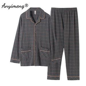 Plus Size 3xl 4xl 5xl 6xl Big Guys Pajamas for Men Large Loungewear Cardigan Plaid Fashion Homewear Fat Mans Pijamas Father Pjs 240428