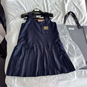 Women's T-shirt Mm Family 24ss New Academy Style Gold Thread Embroidered Logo Letter Navy Dress with Belt, Fashionable and Versatile