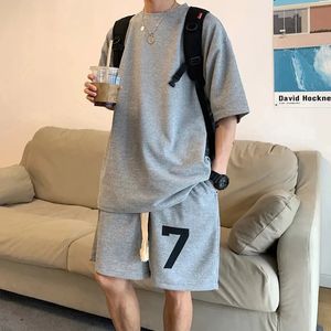 Casual Fashion Suit For Men Shirt shorts Summer classic Solid Color Pant Set Mens Business 2 Piece 240508