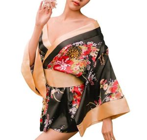 Women039s tradycyjny japoński w stylu kimono szlafrok Yukata Costumes Pajamas Women Floral Kimono Costumes Role Play Play Lingerie z 8917256855