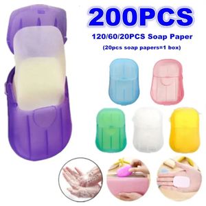20pcsbox carta sapone usa e getta per carta sapone da viaggiatura a mano mini carta sapone profumata fogli valori di pulizia da bagno 240517
