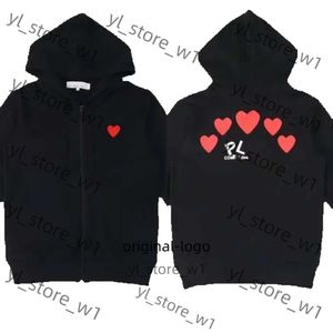 Erkek Hoodie Sweatshirts Kadın Fermuarı Gevşek Ceket Oyun Sweatshirt Commes Hırka Des Küçük Kırmızı Kalp Ceket Garcons Standart ve Polar 2DCC